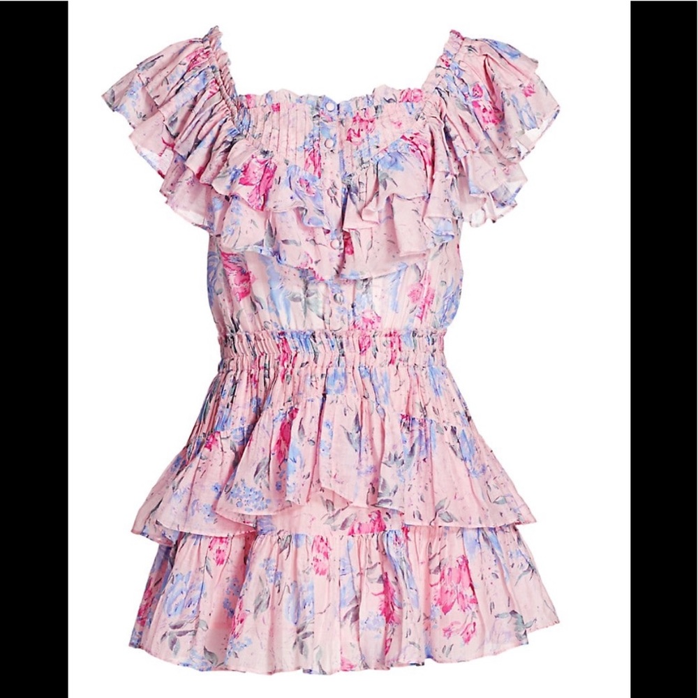 Loveshackfancy Fatima Floral Ruffle Mini Dress NWT